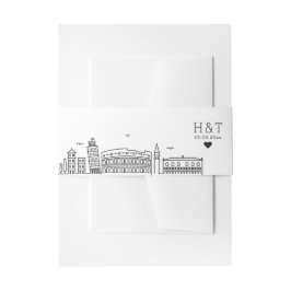 Italië Weddenschap | Stylized Skyline Monogram Uitnodigingen Wikkel