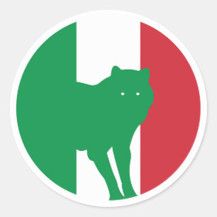 Italië Wolf Italiaanse nationale dierenvlag Ronde Sticker