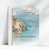 Italië Zee | Amalfi Coast Waterverf Wedding Kaart