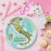 Italië Zee | Amore Waterverf Kaart Bruiloft Papieren Bordje (Feest)