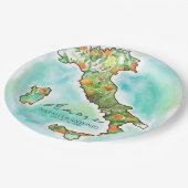 Italië Zee | Amore Waterverf Kaart Bruiloft Papieren Bordje (Gekanteld)