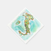 Italië Zee | Amore Waterverf Kaart Bruiloft Servet (Hoek)