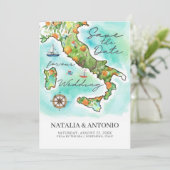 Italië Zee | Waterverf kaart bruiloft (Staand voorkant)