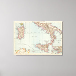 Italien sudliche Halfte, Kaart van Zuid-Italië Canvas Afdruk