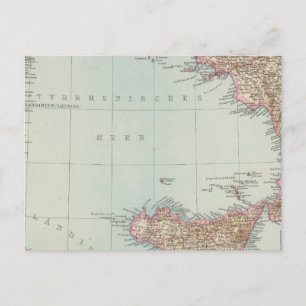 Italien sudliche Halfte, Map of South Italy Briefkaart