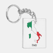 Italië's Vlag Binnen Zijn Kaart - Souvenircollecti Sleutelhanger (Voorkant Links)