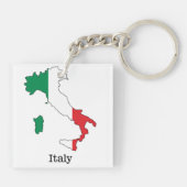 Italië's Vlag Binnen Zijn Kaart - Souvenircollecti Sleutelhanger (Achterkant)