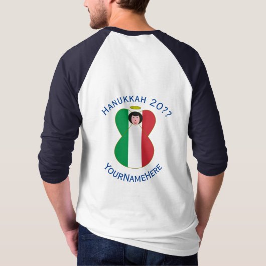 Italy Angel Hanukkah Flag Personalize Long Sleeve T-shirt (Achterkant)