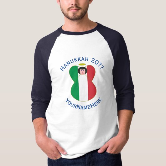 Italy Angel Hanukkah Flag Personalize Long Sleeve T-shirt (Voorkant)