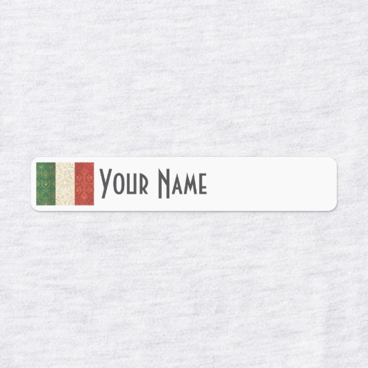 Italy Art Deco Flag | Custom Iron-On Name Label (Design 1)