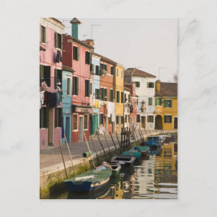 Italy, Burano. Colorfuses houses of line a Briefkaart