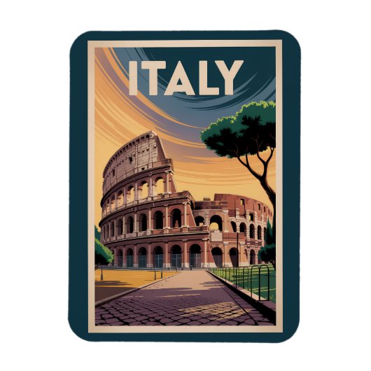 Italy Colosseum Illustration Travel Art Vintage Magneet (Verticaal)