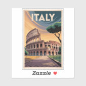 Italy Colosseum Illustration Travel Art Vintage Sticker (Vel)