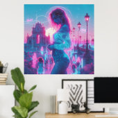 Italy Ethereal Dreamy Vaporwave Retrowave 35"x35" Poster (Thuiskantoor)