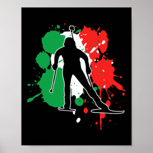 Italy Flag Biathlonist - Italian Biathlon Poster