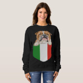 Italy Flag Bulldog Dog In Pocket Trui (Voorkant volledig)