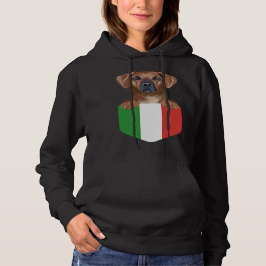 Italy Flag Rhodesian Ridgeback Dog In Pocket Hoodie (Voorkant)