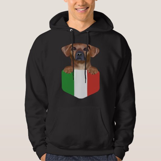 Italy Flag Rhodesian Ridgeback Dog In Pocket Hoodie (Voorkant)