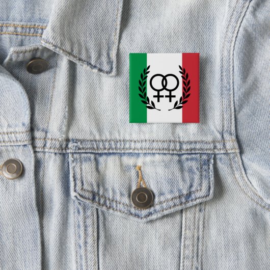 italy flag Sapphic Symbol badge Vierkante Button 5,1 Cm (In situ)