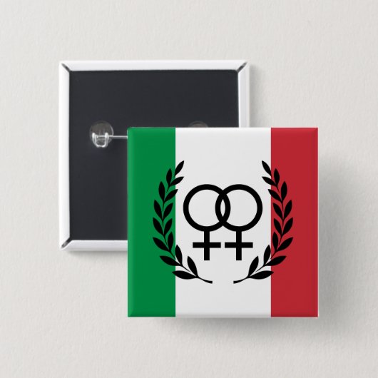 italy flag Sapphic Symbol badge Vierkante Button 5,1 Cm (Voorkant /achterkant)