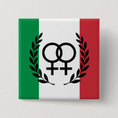italy flag Sapphic Symbol badge Vierkante Button 5,1 Cm (Voorkant)