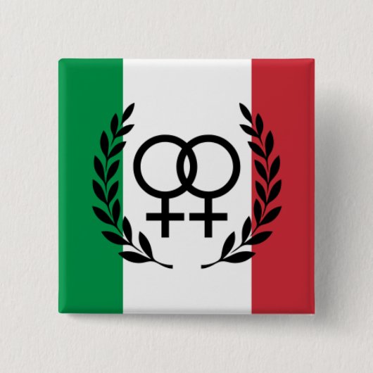 italy flag Sapphic Symbol badge Vierkante Button 5,1 Cm (Voorkant)