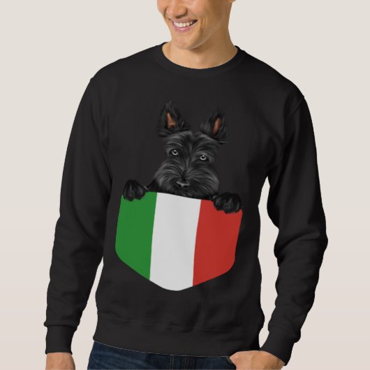 Italy Flag Scottish Terrier Dog In Pocket Trui (Voorkant)