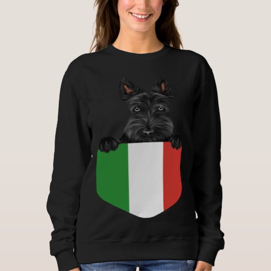 Italy Flag Scottish Terrier Dog In Pocket Trui (Voorkant)