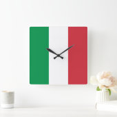 Italy Flag Vierkante Klok (Huis)