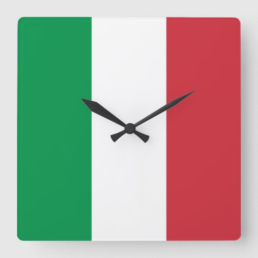 Italy Flag Vierkante Klok (Voorkant)