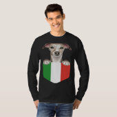 Italy Flag Whippet Dog In Pocket T-shirt (Voorkant volledig)