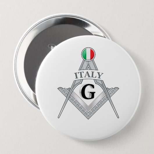 Italy freemasonry sign ronde button 4,0 cm (Voorkant /achterkant)