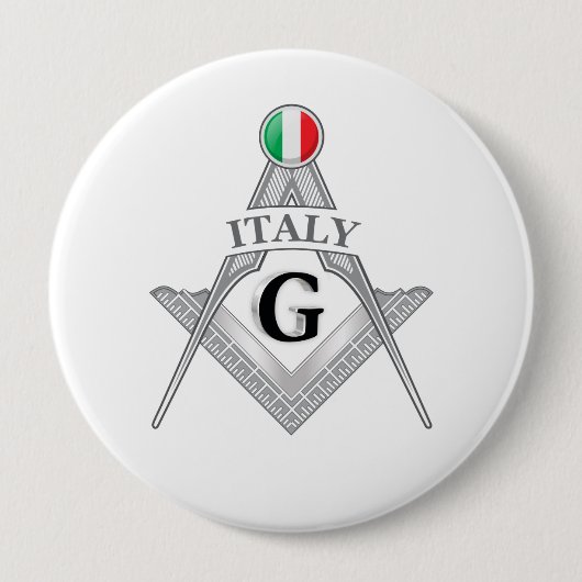 Italy freemasonry sign ronde button 4,0 cm (Voorkant)