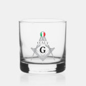 Italy freemasonry sign whisky glas (Voorkant)
