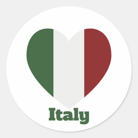 Italy Heart Flag Ronde Sticker (Voorkant)