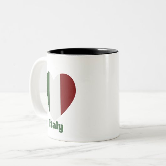 Italy Heart Flag Tweekleurige Koffiemok (Voorkant links)