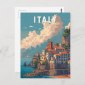 Italy Illustration Travel Art Vintage Briefkaart (Voorkant / Achterkant)