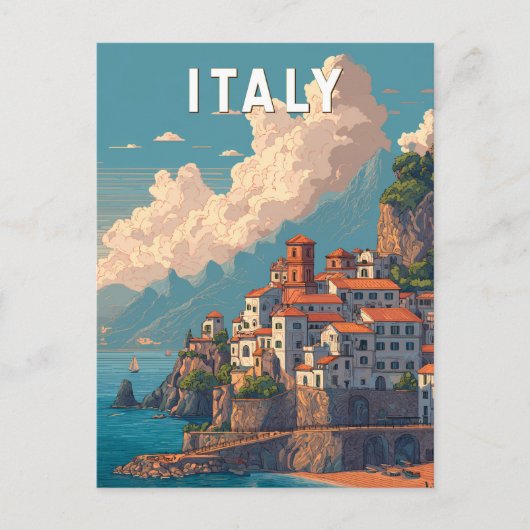 Italy Illustration Travel Art Vintage Briefkaart (Voorkant)