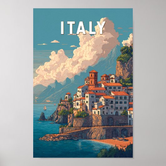 Italy Illustration Travel Art Vintage Poster (Voorkant)