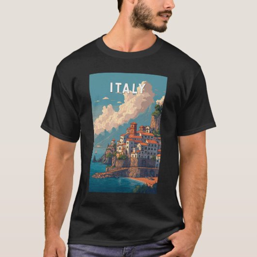 Italy Illustration Travel Art Vintage T-shirt (Voorkant)