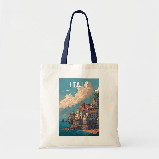 Italy Illustration Travel Art Vintage Tote Bag (Voorkant)