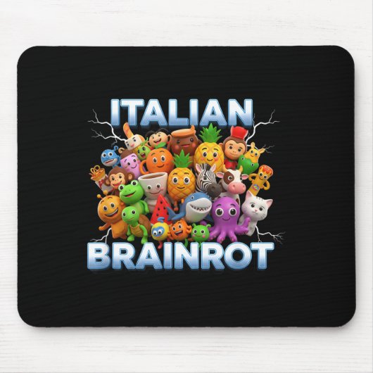 Italy Italian Brainrot Funny Meme Characters Trend Muismat (Voorkant)