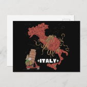 Italy Map Flying Spaghetti Monster Pastafarian Briefkaart (Voorkant / Achterkant)