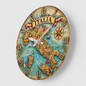 Italy Map Wall Vintage Grote Klok (Hoek)
