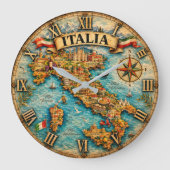 Italy Map Wall Vintage Grote Klok (Voorkant)