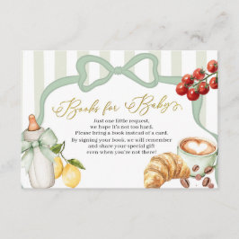 Italy Sage Green Coquette Stripes Books for Baby Informatiekaartje