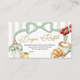 Italy Sage Green Coquette Stripes Diaper Raffle Informatiekaartje