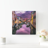 Italy Venice Canal Acrylic Wall Clock Vierkante Klok (Huis)