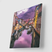 Italy Venice Canal Acrylic Wall Clock Vierkante Klok (Hoek)