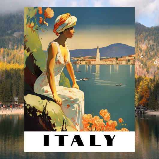 Italy Vintage Travel Romantic Mediterranean Briefkaart